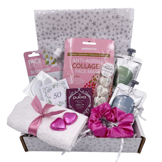 50th Birthday Pamper Hamper Gift Basket Box for Woman